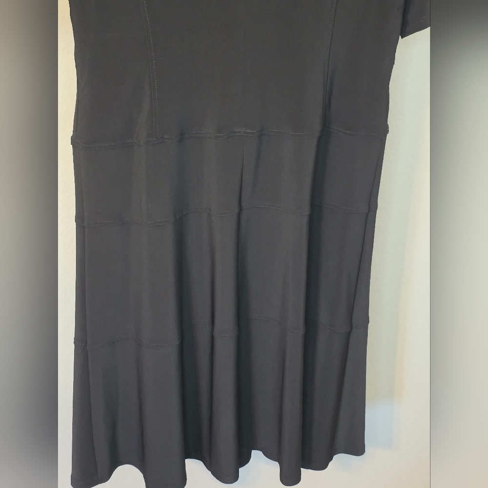 Anne Klein Black Midi Dress Size 14 Classic Fit & Flare Career Cocktail - Picture 6 of 14